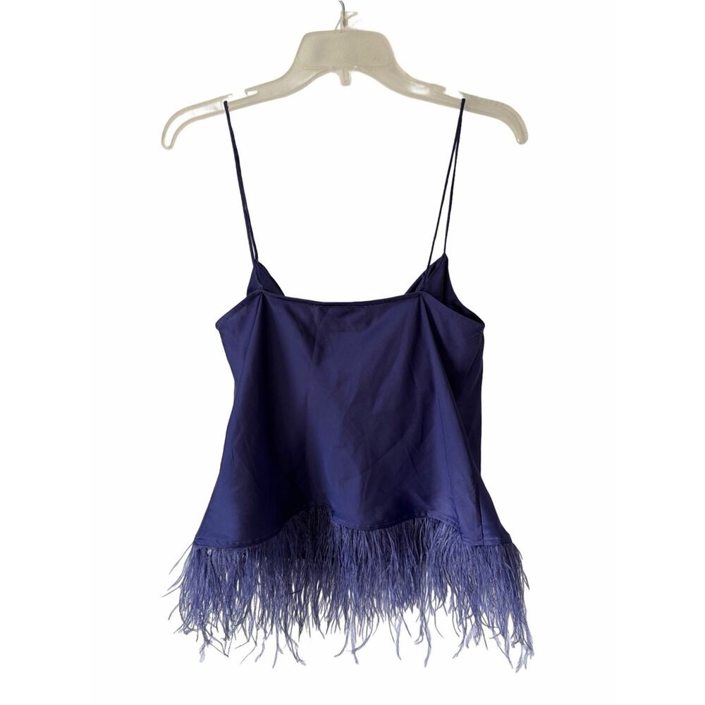L’Academie NWOTS The Alix Purple Feather Trim Camisole Tank Blouse medium - Picture 5 of 7